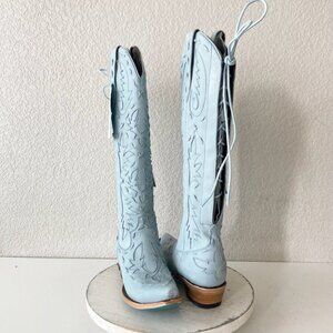 Lane Reverie Womens Cowboy Boots 7 Blue Suede Cowgirl Western Knee High Tall